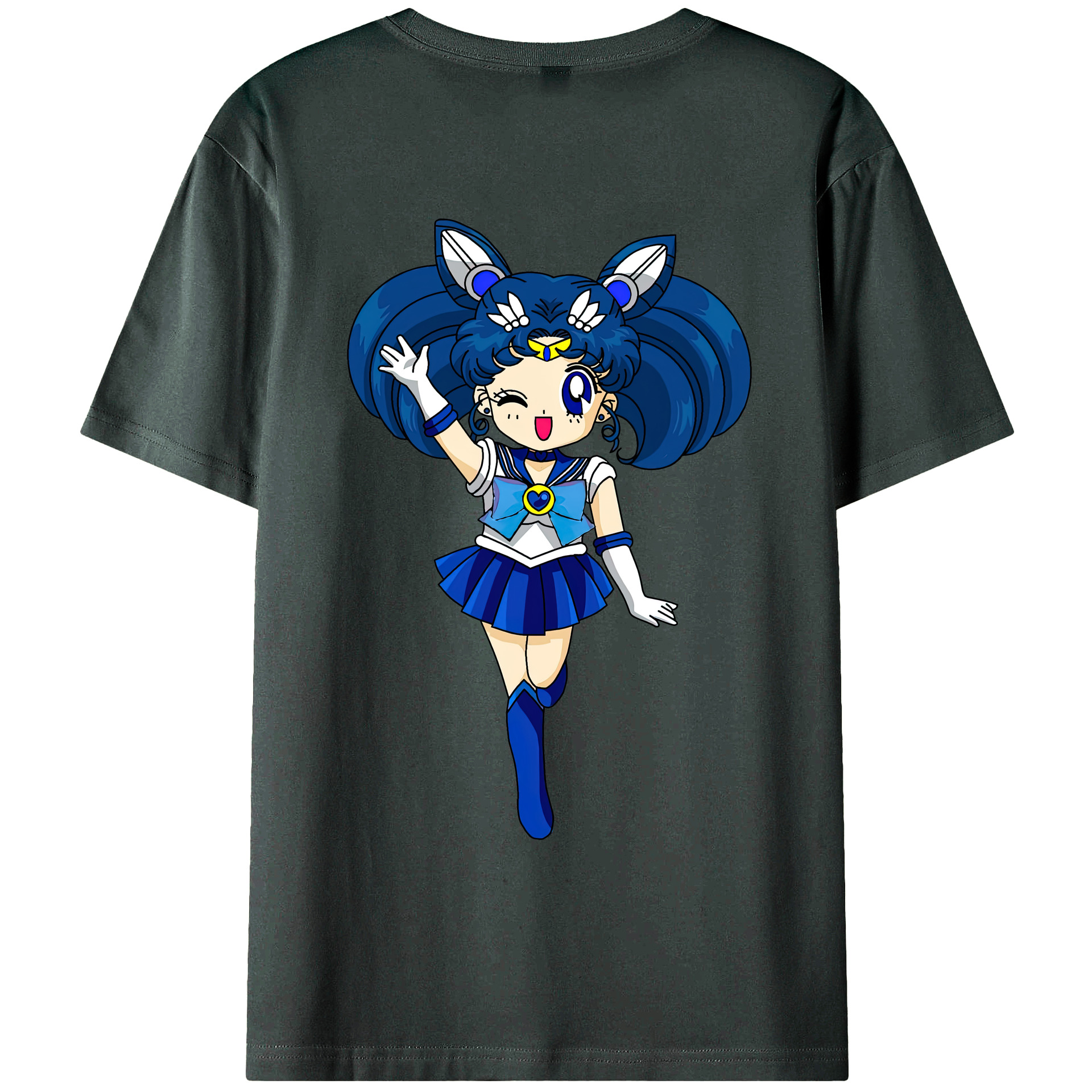 （画像用） 美少女戦士セーラームーン 水野 亜美 みずの あみ Sailor Moon Mizuno Ami 綿100％ メンズ半袖Tシャツ（バックプリント） 通気性